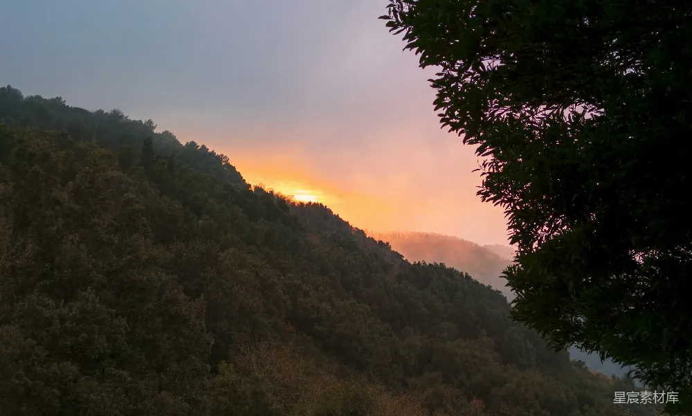 高清摄影 山头落日