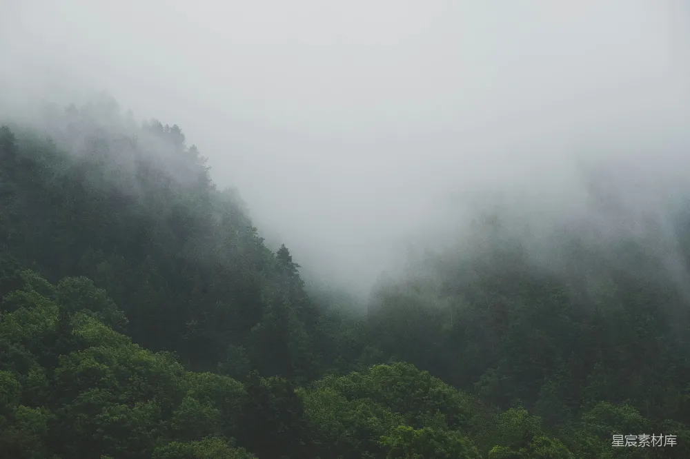 高清摄影 山间雾气形成