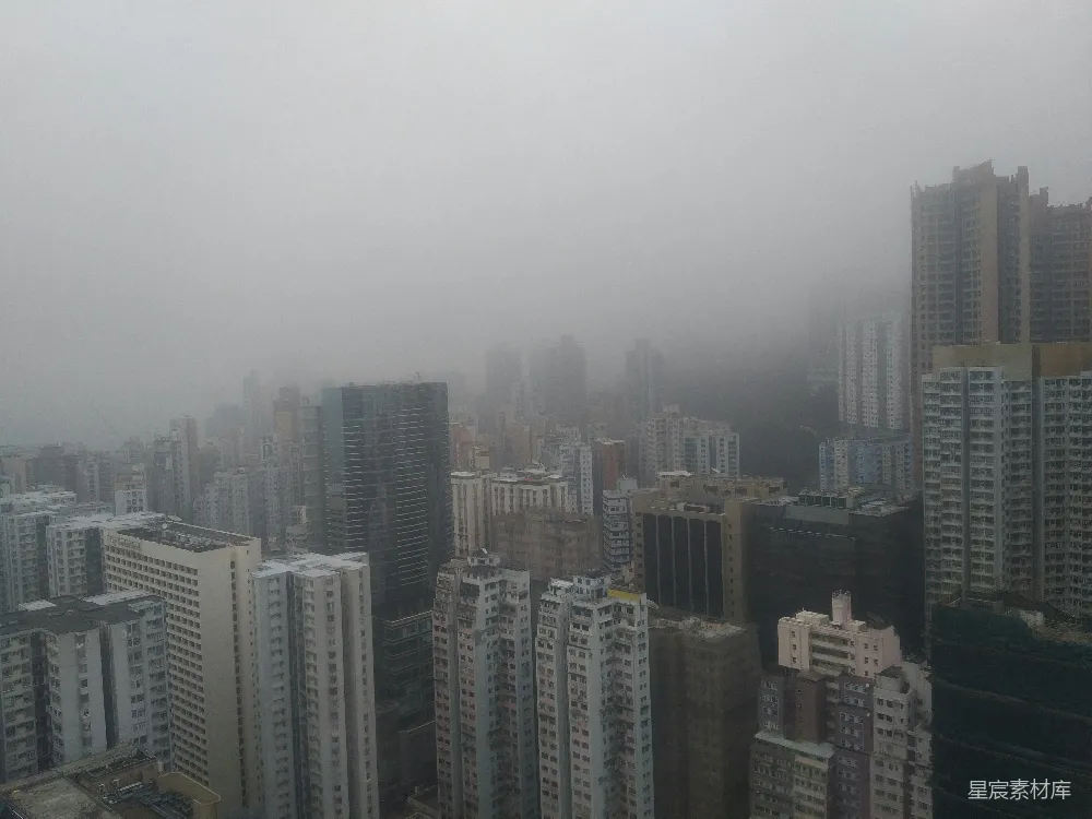 高清摄影 雾中城市建筑风景