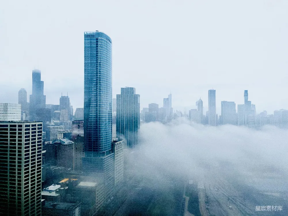 高清摄影 雾中城市的景象
