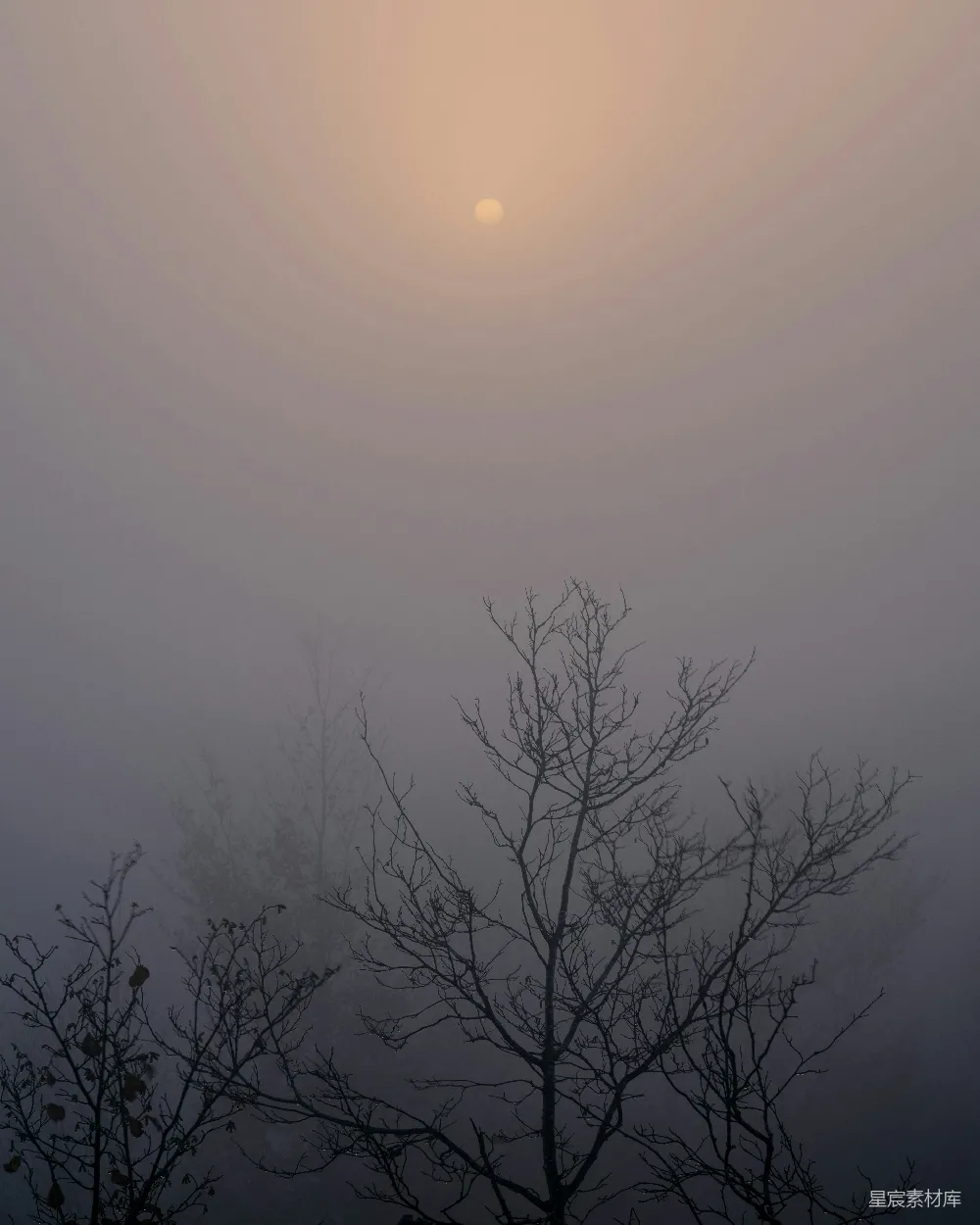 高清摄影  阳光穿透了迷雾的天空