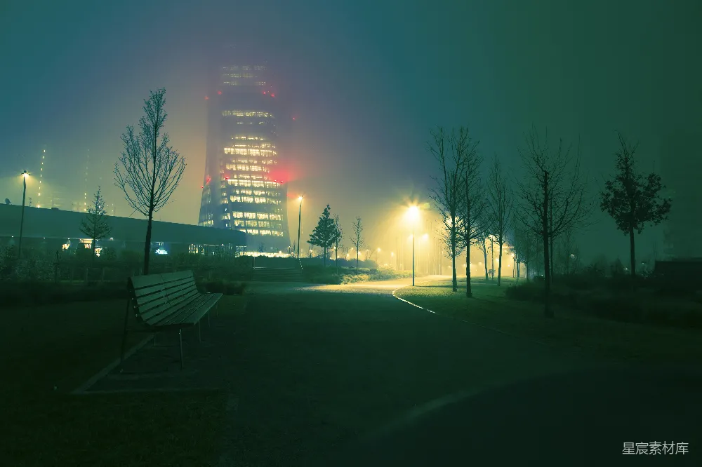 高清摄影 近处建筑物旁的绿树