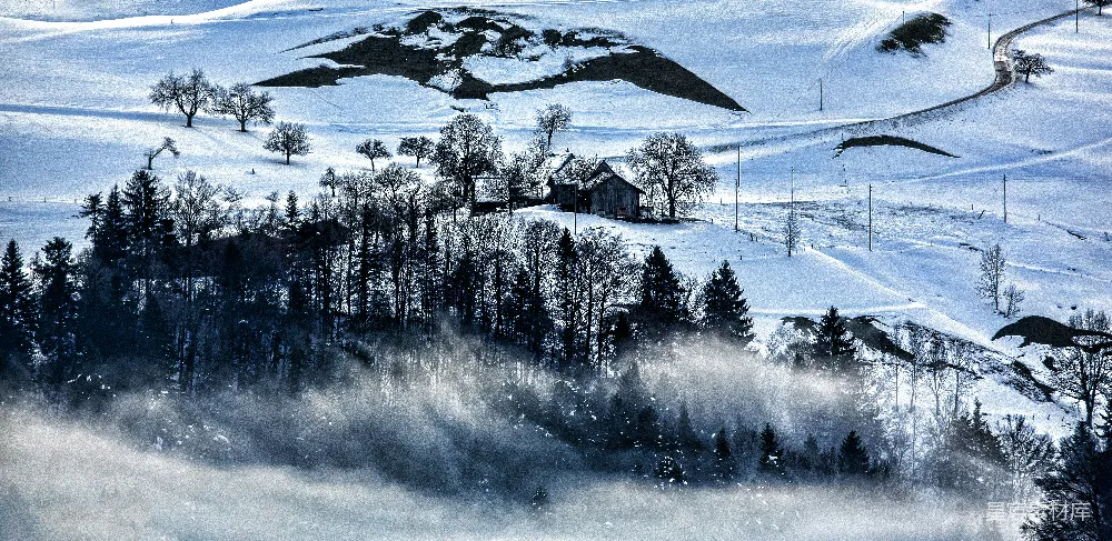 高清摄影 雪峰与雾凇