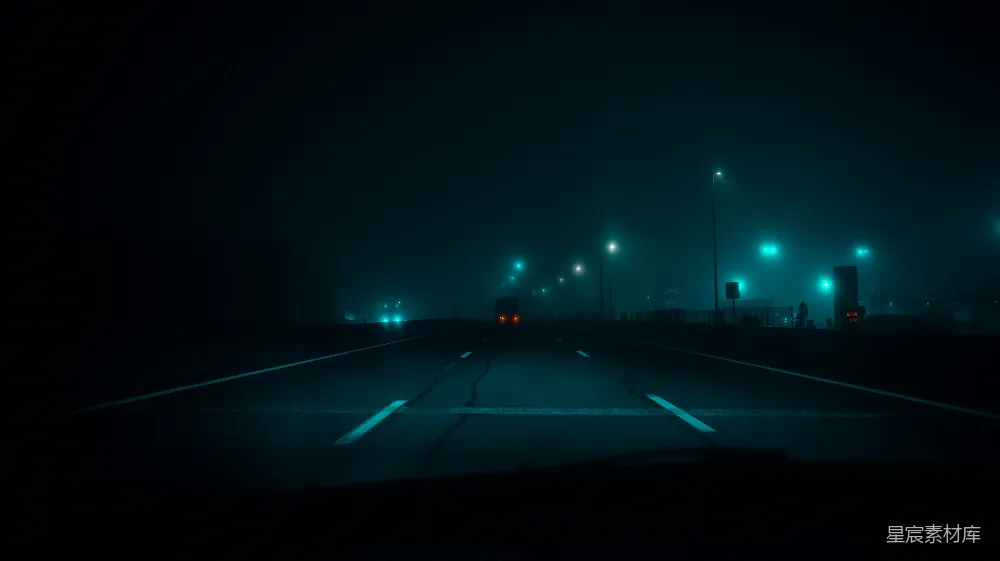 高清摄影 路两旁有灯光照明