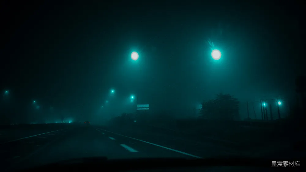 高清摄影 夜晚有路灯的道路