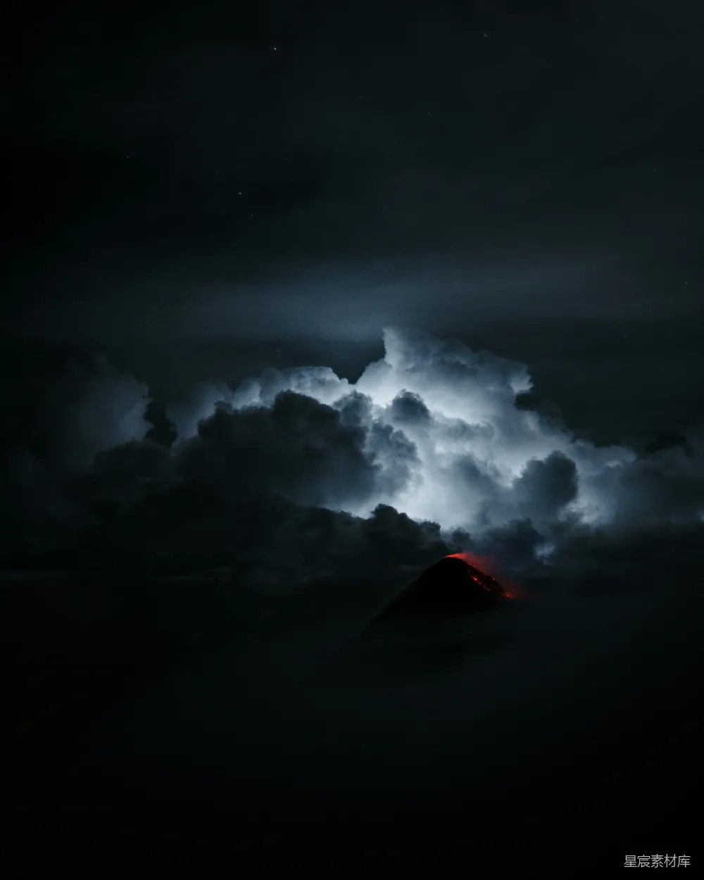 高清摄影 夜间火山喷发