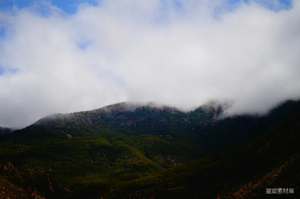 高清摄影 山间低垂的云雾美景