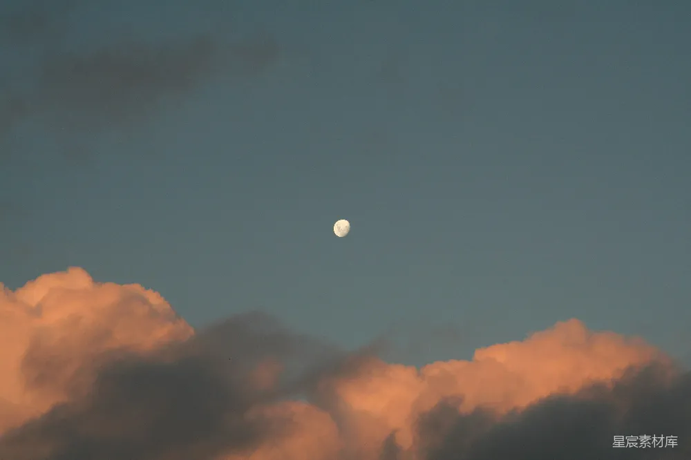 高清摄影 月亮相见于云层稀薄的夜空之中。