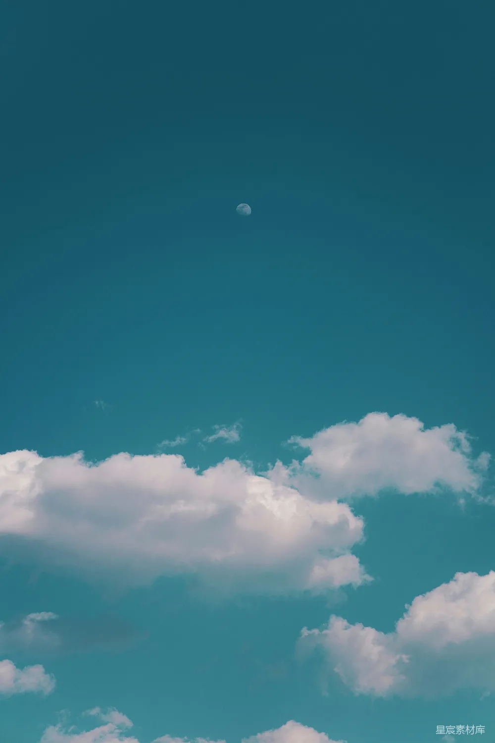 高清摄影 一轮明月高悬在澄净的蓝天之上。