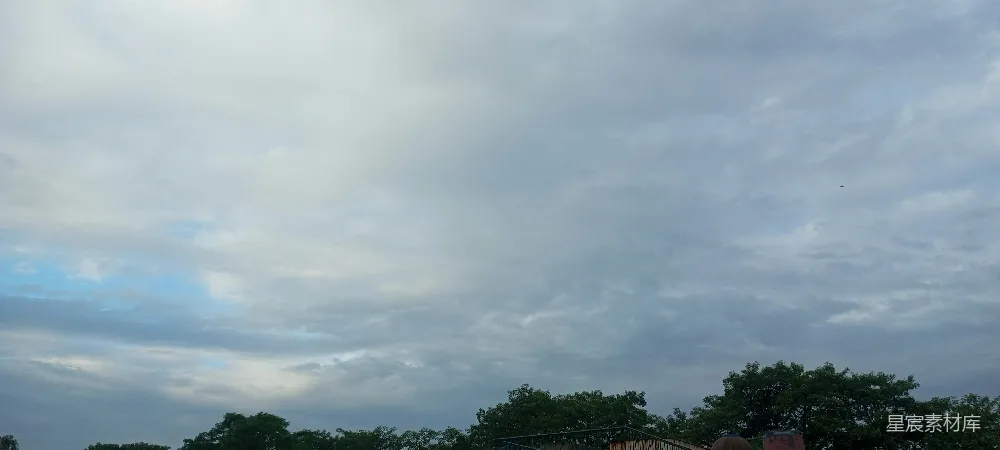 高清摄影 天空阴沉，远处有树木。