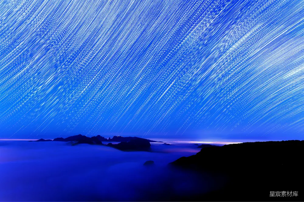 高清摄影 夜空中有星星在移动