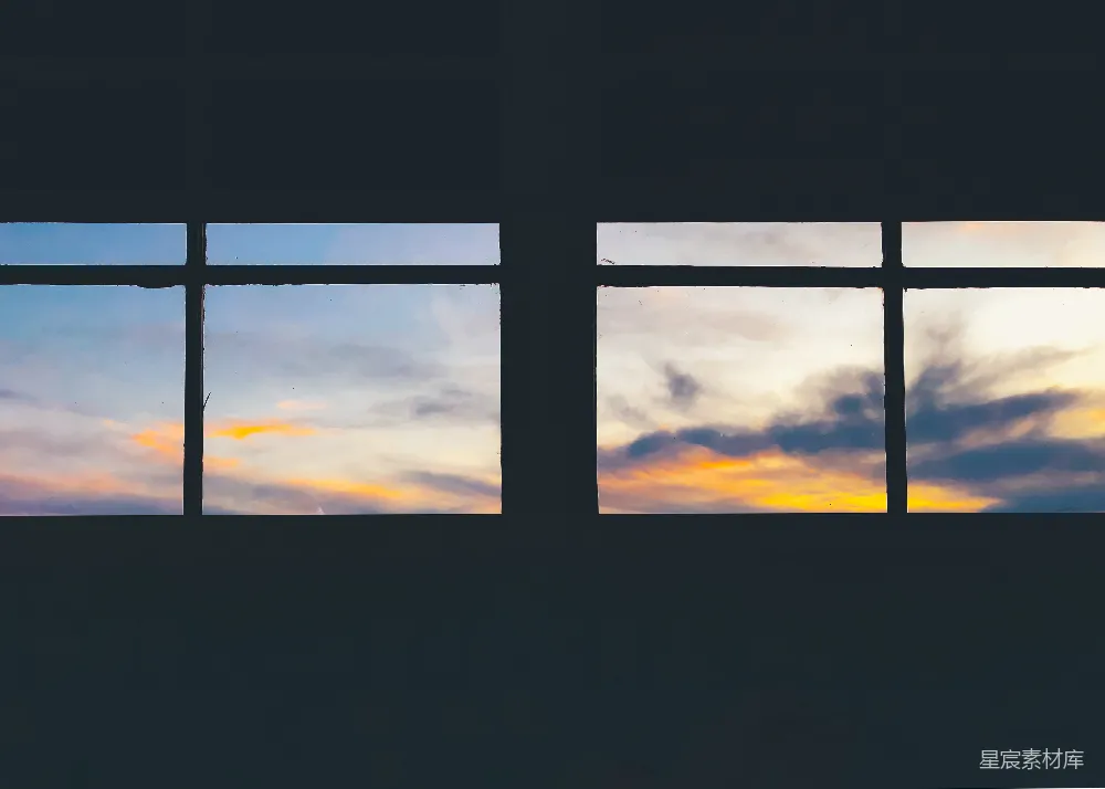 高清摄影 夕阳下的窗影轮廓