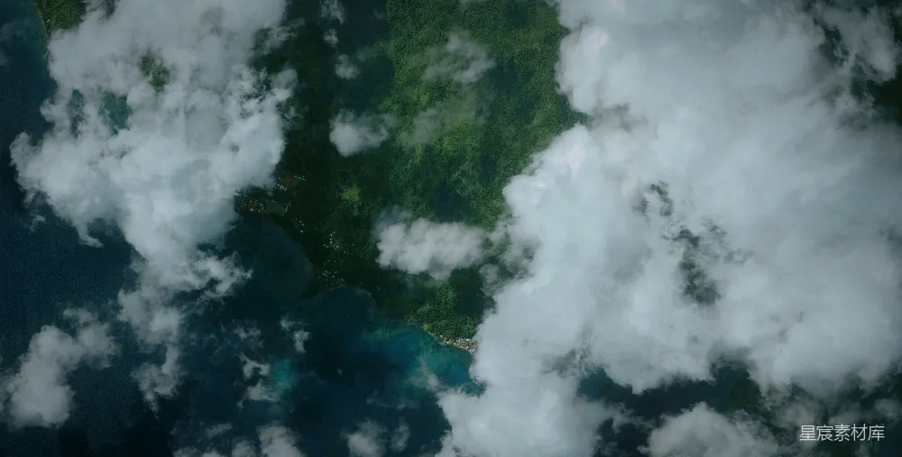 高清摄影 水面上空的云层俯瞰图