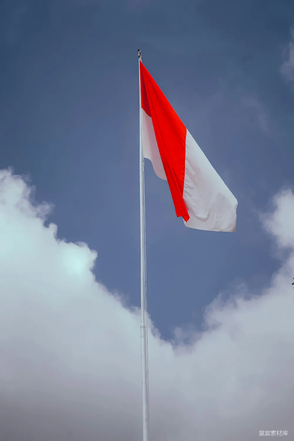 高清摄影 天际飘扬的红白 flags