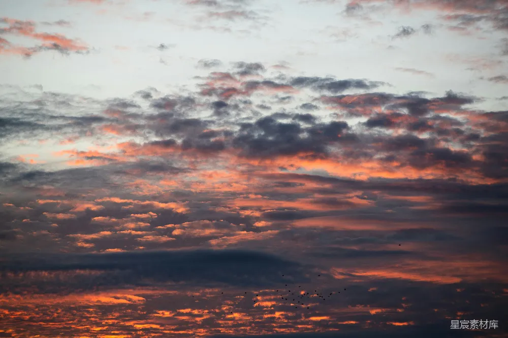 高清摄影 夕阳的云朵在天空中绘上了色彩。