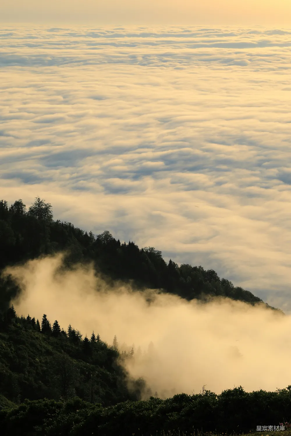高清摄影 山间云雾缭绕的一景