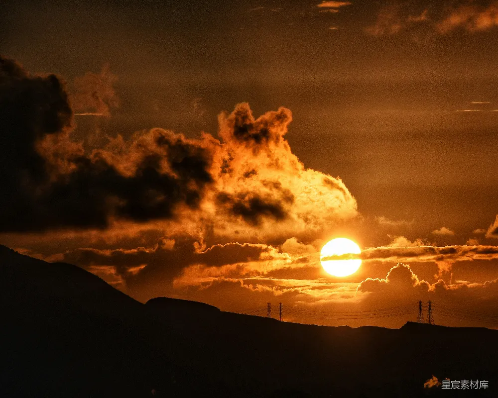 高清摄影 夕阳下山的轮廓
