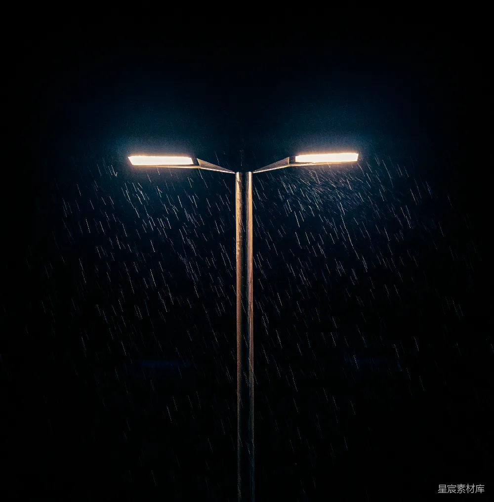 高清摄影 夜雨中的街灯