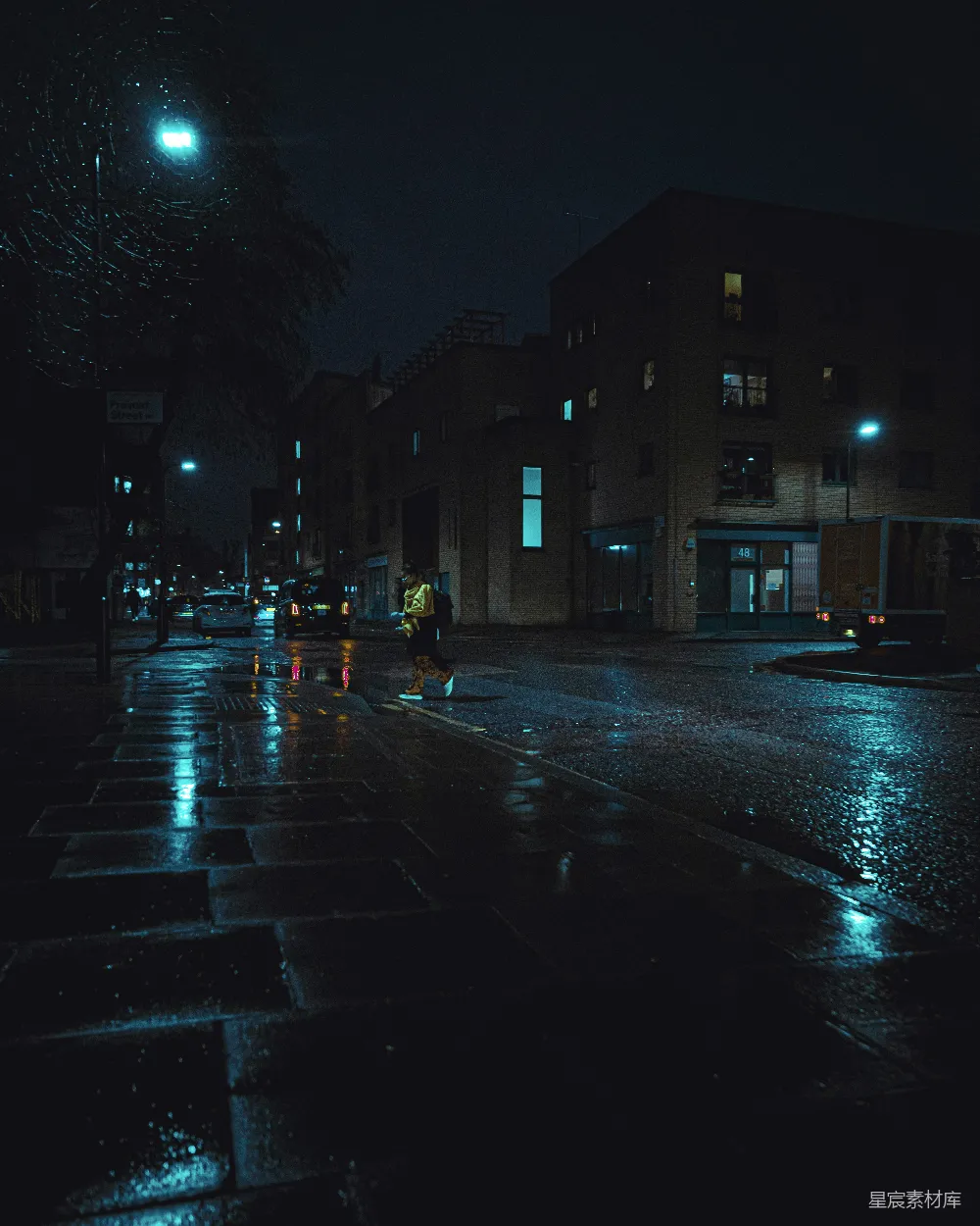 高清摄影 黑夜中的黑白道路
