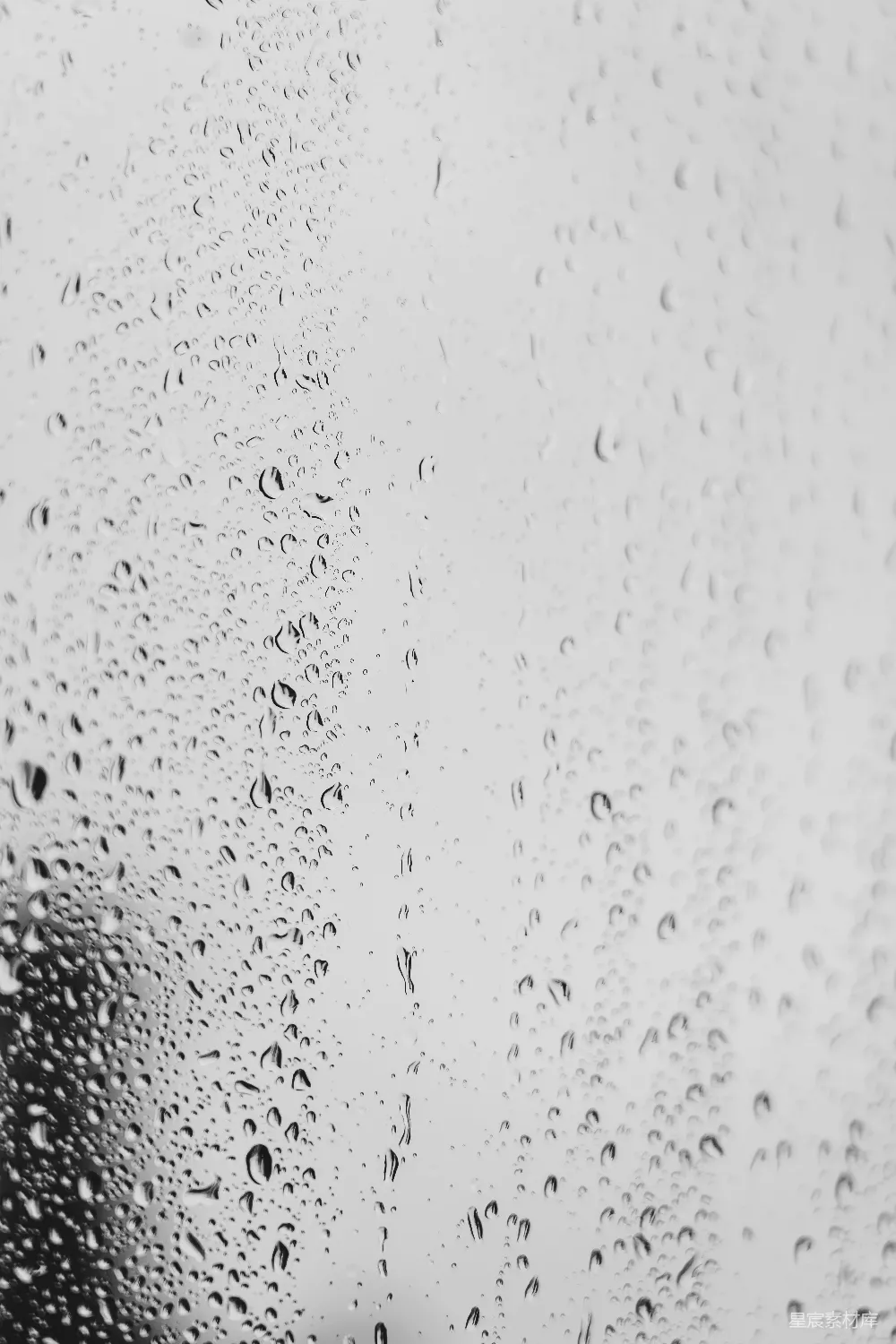 高清摄影 黑白照片中的雨滴落在玻璃上