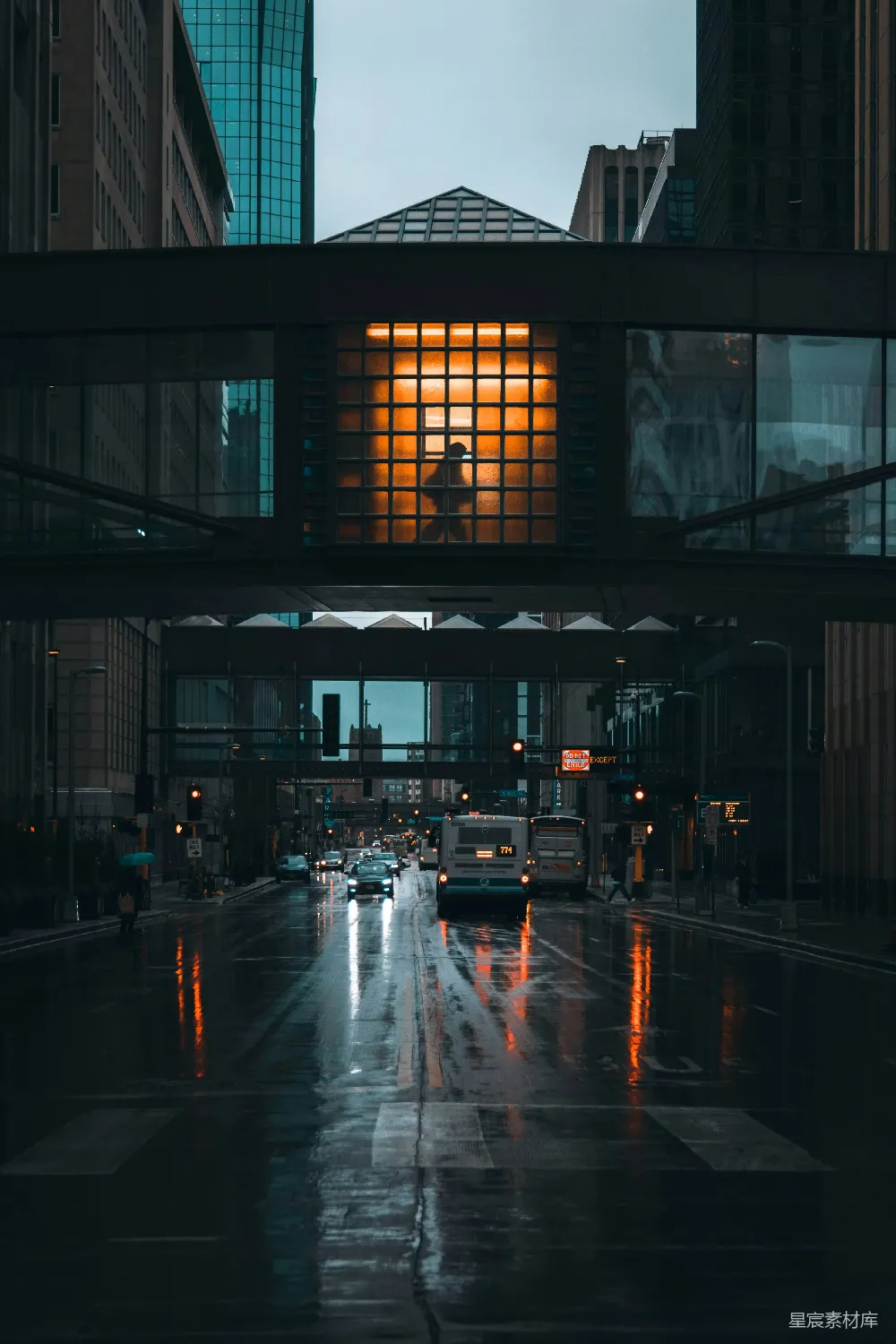 高清摄影 路途中夜行驶的车辆