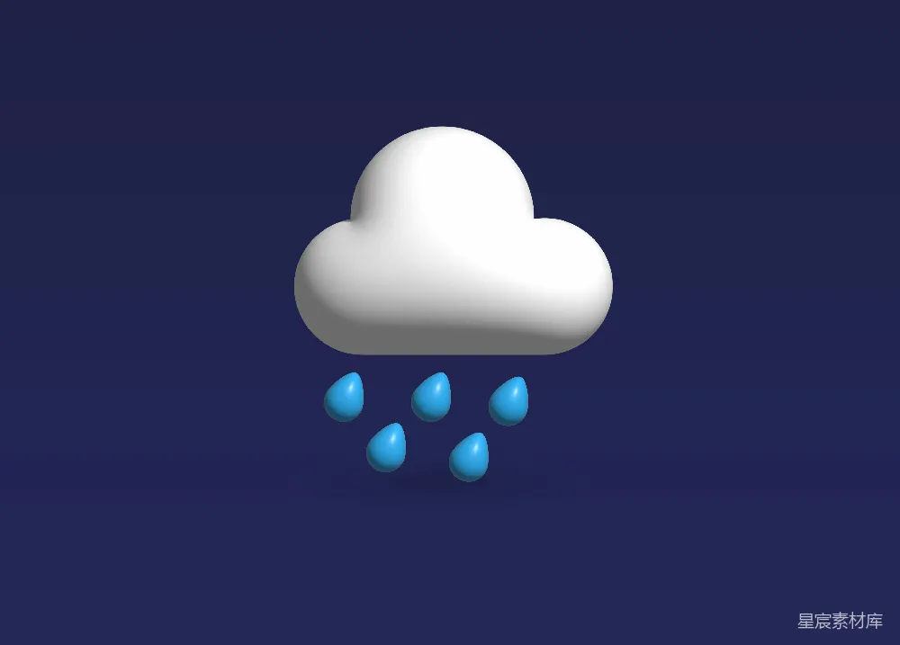 高清摄影 深蓝背景上一颗颗蓝色雨滴点缀着一片白色的云朵