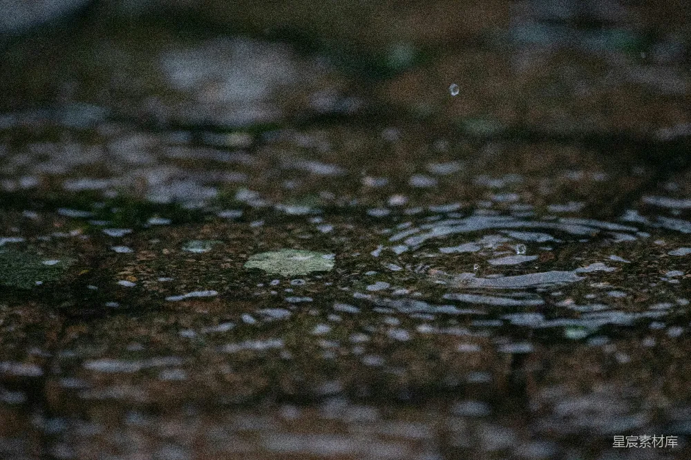 高清摄影 地面上一个水洼的特写镜头