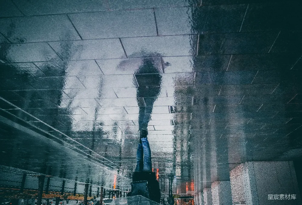 高清摄影 一个人手持雨伞的写照