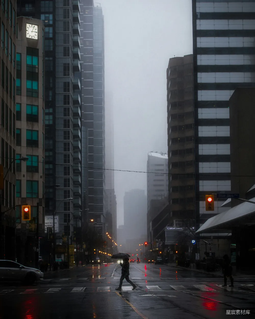 高清摄影 路旁近高楼层建筑的汽车在白天