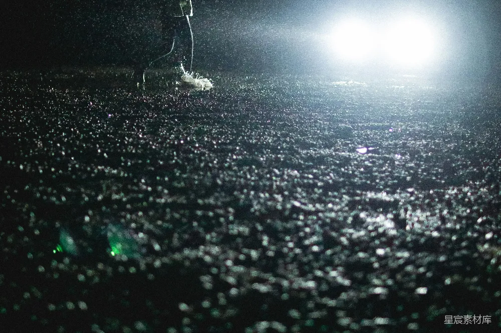 高清摄影 夜间站在雨中的人