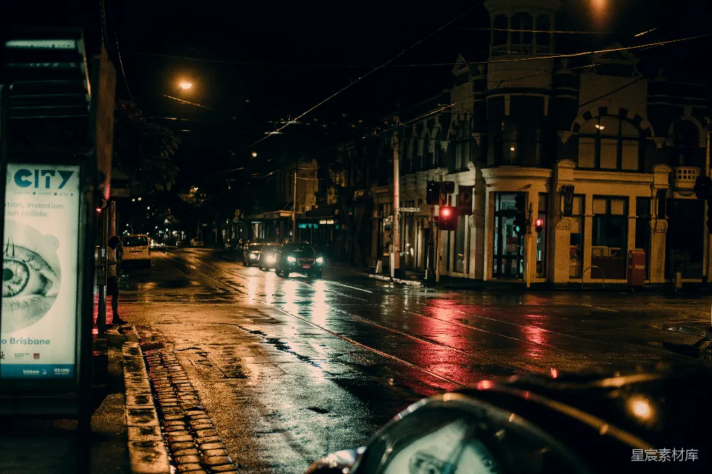 高清摄影 夜间道路上的车辆