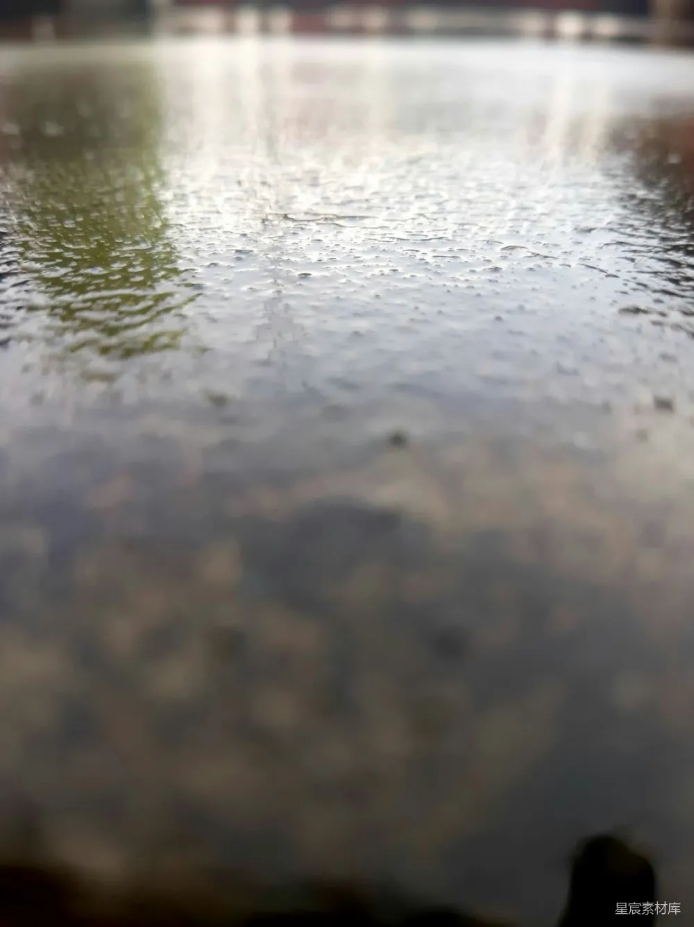 高清摄影 背景中有座建筑的水洼