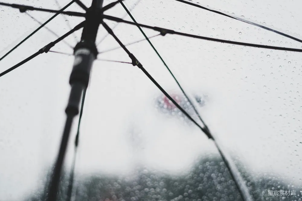 高清摄影 一把被雨水覆盖的雨伞的特写