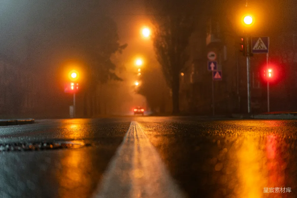 高清摄影 夜晚的黑色沥青路