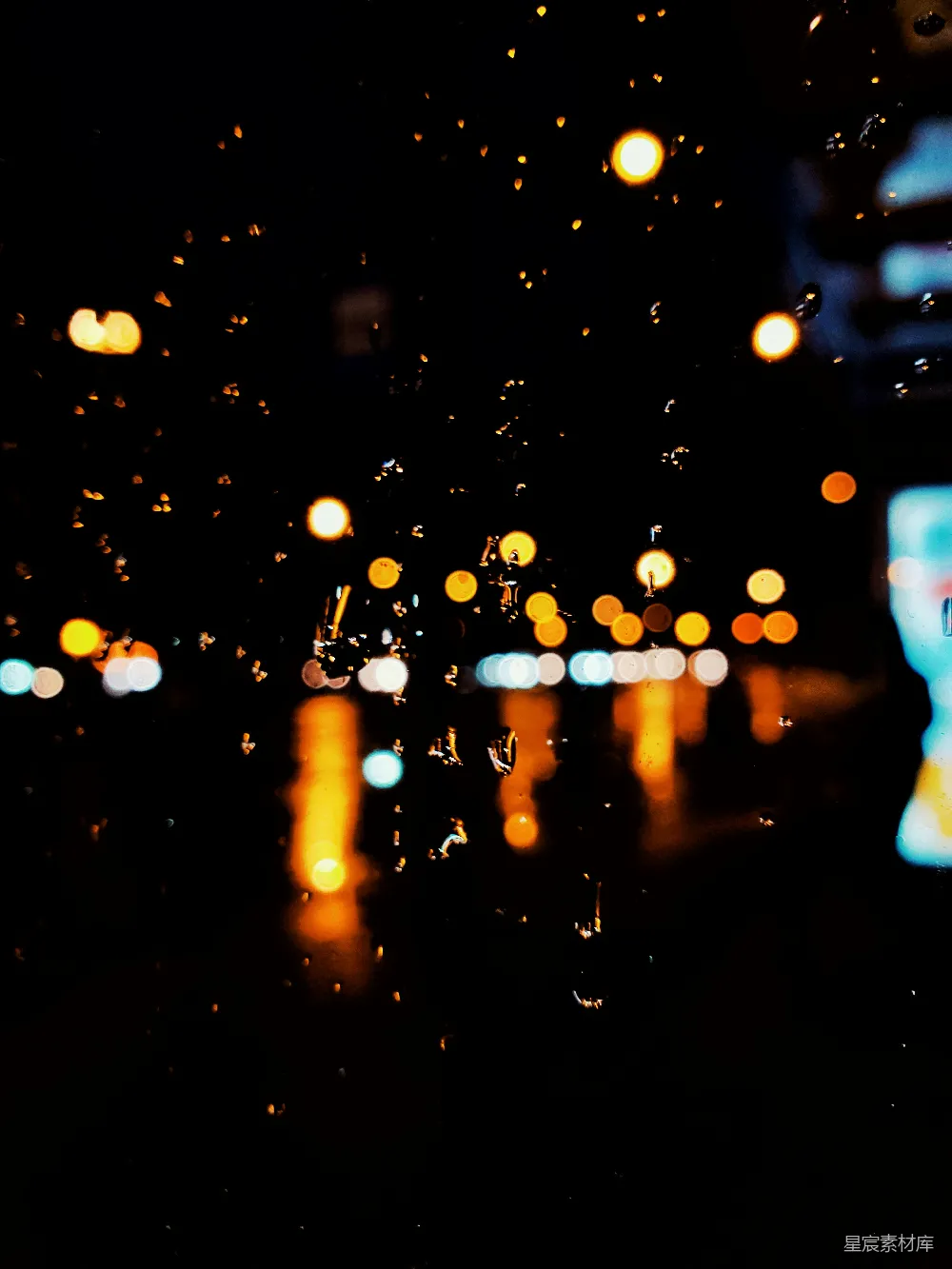 高清摄影 夜晚城市街道的一张模糊照片
