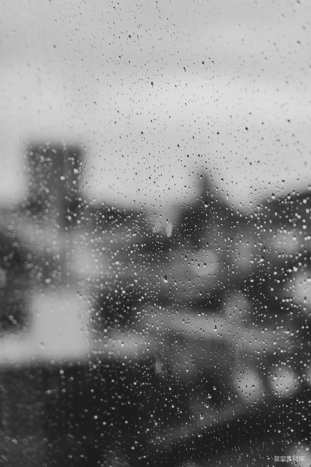 高清摄影 黑白照片中的窗外雨水