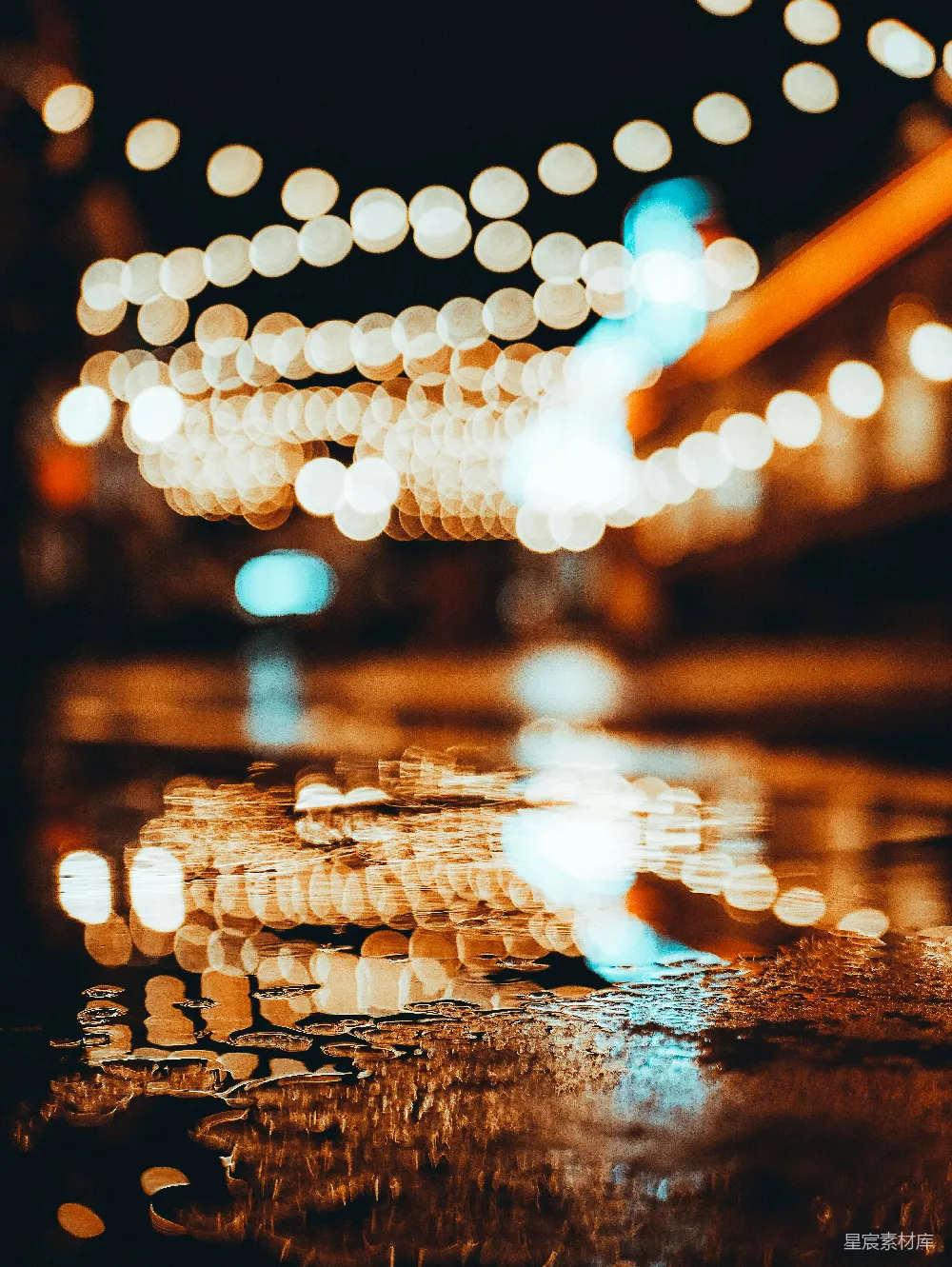 高清摄影 夜晚城市街道的一张模糊照片