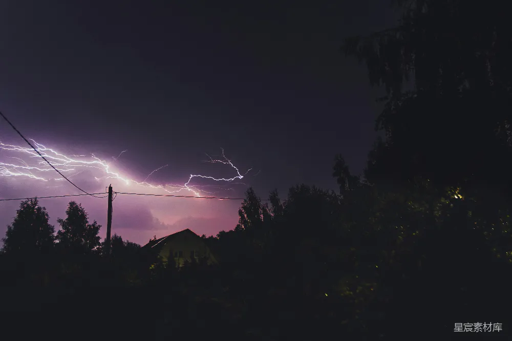 高清摄影 夜空出现闪电 bolts