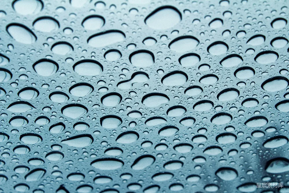 高清摄影 蓝表面上的水滴