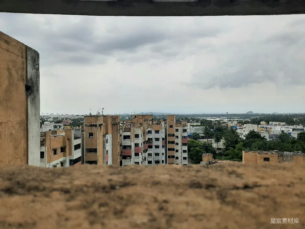 高清摄影 高楼顶部俯瞰的城市风光