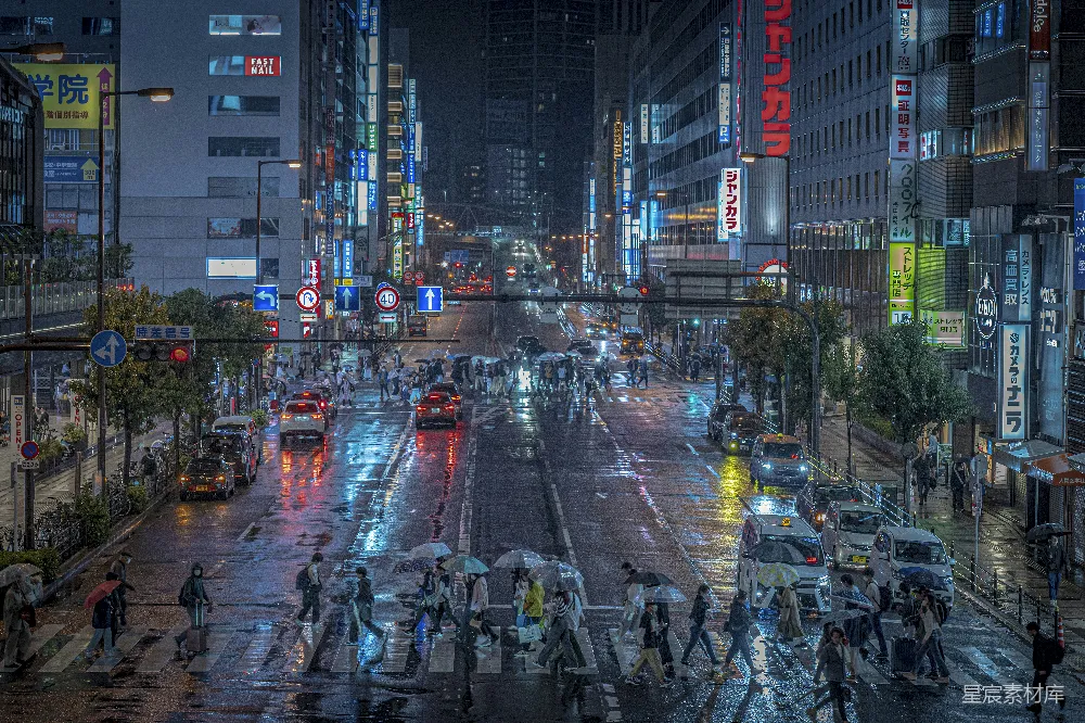 高清摄影 夜晚街道上车水马龙