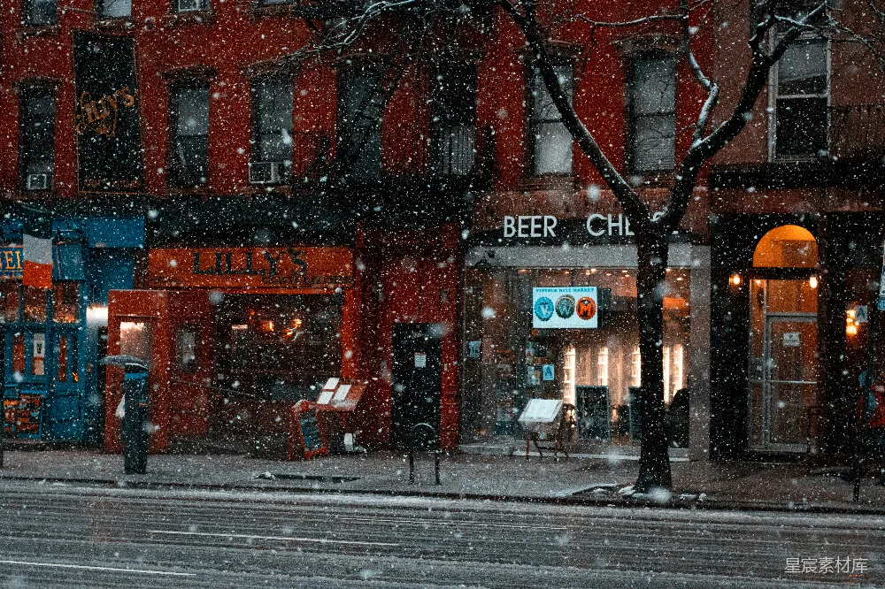 高清摄影 雪中看商铺