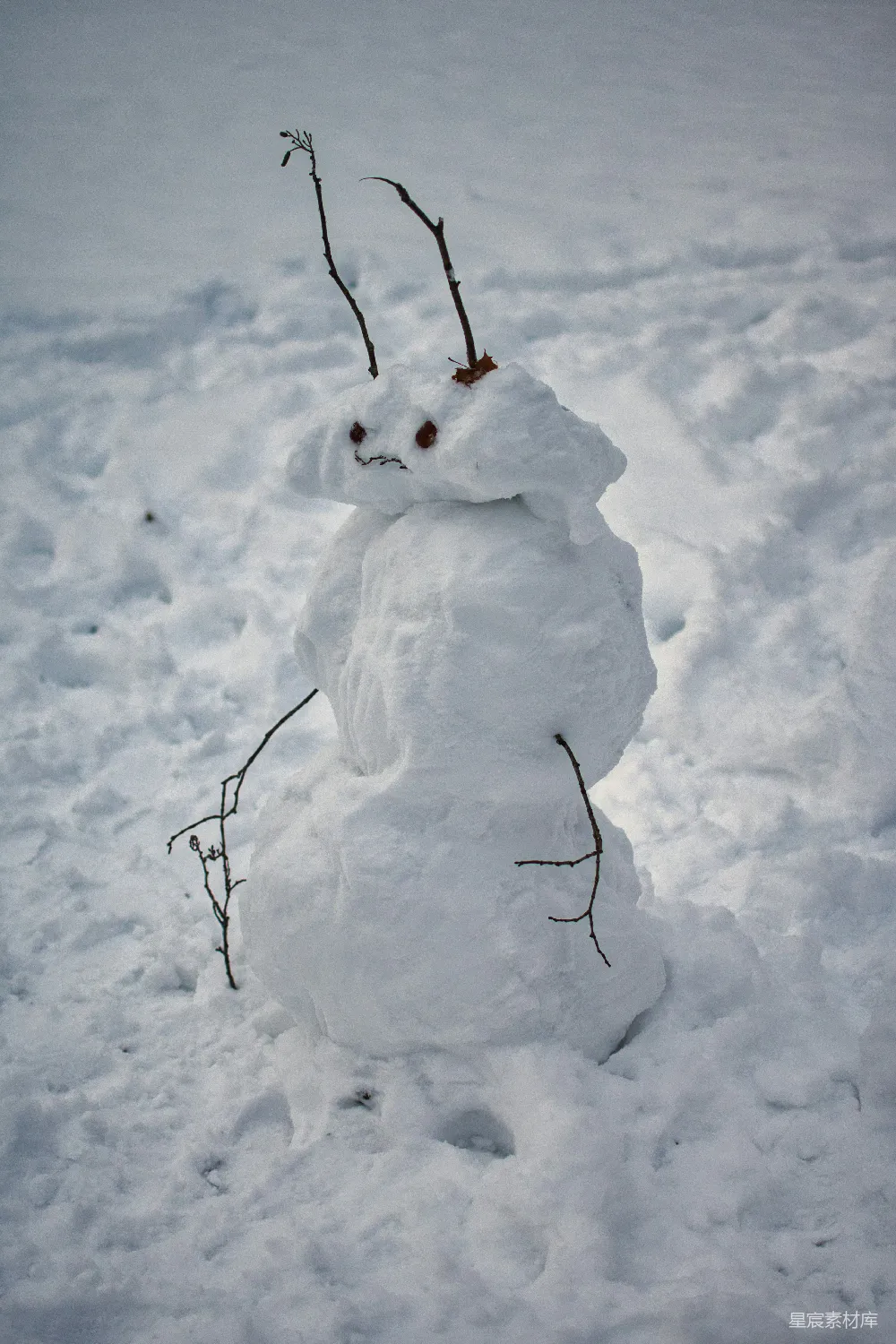 高清摄影 雪地上的白色雪人