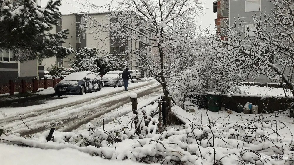 高清摄影 几辆停在雪地里的车