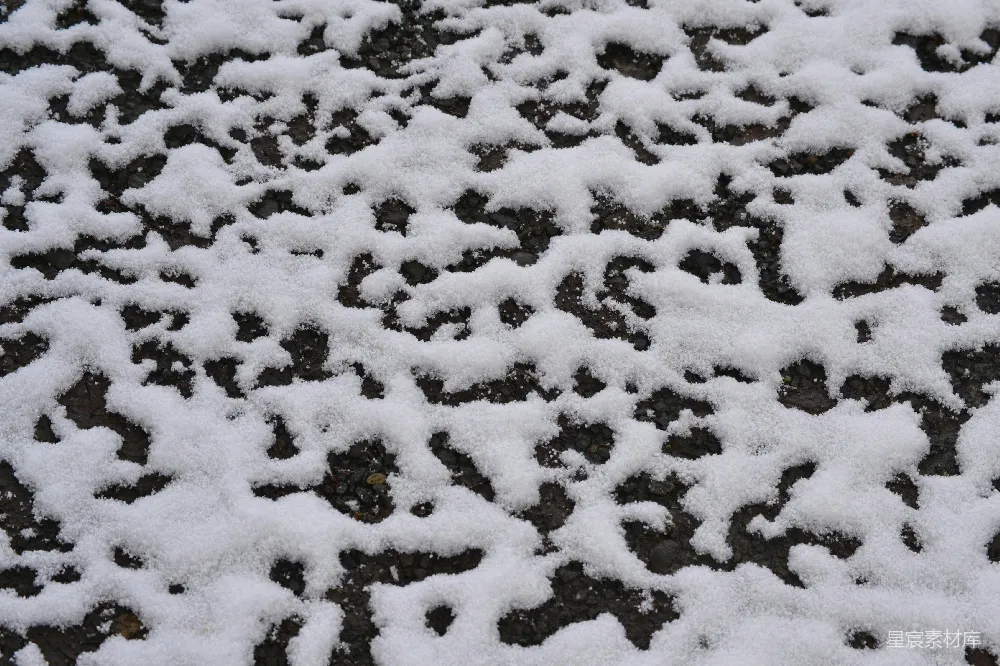 高清摄影 地面上的雪花特写