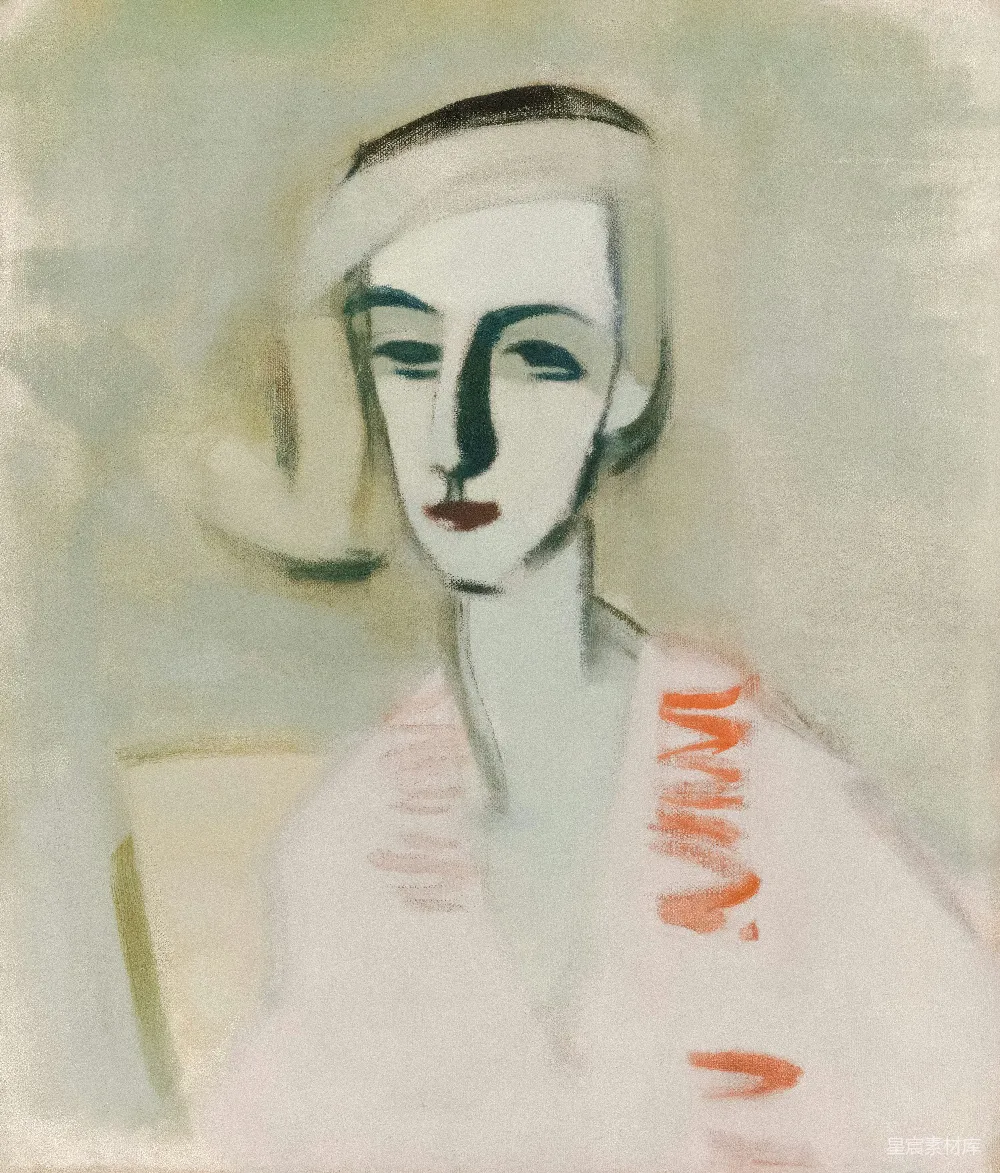 高清摄影 一位女子的素描画像，黑发。