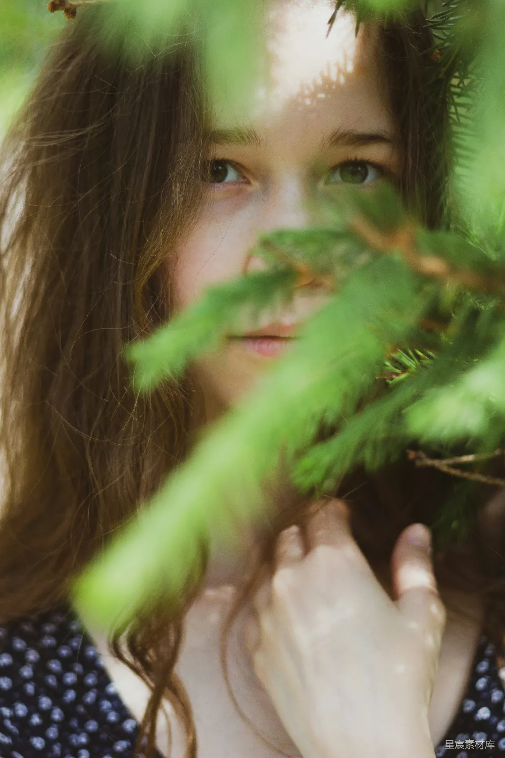 高清摄影 一个女人在吃植物。