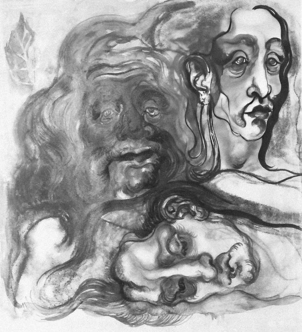 高清摄影 黑白画两张人的画面