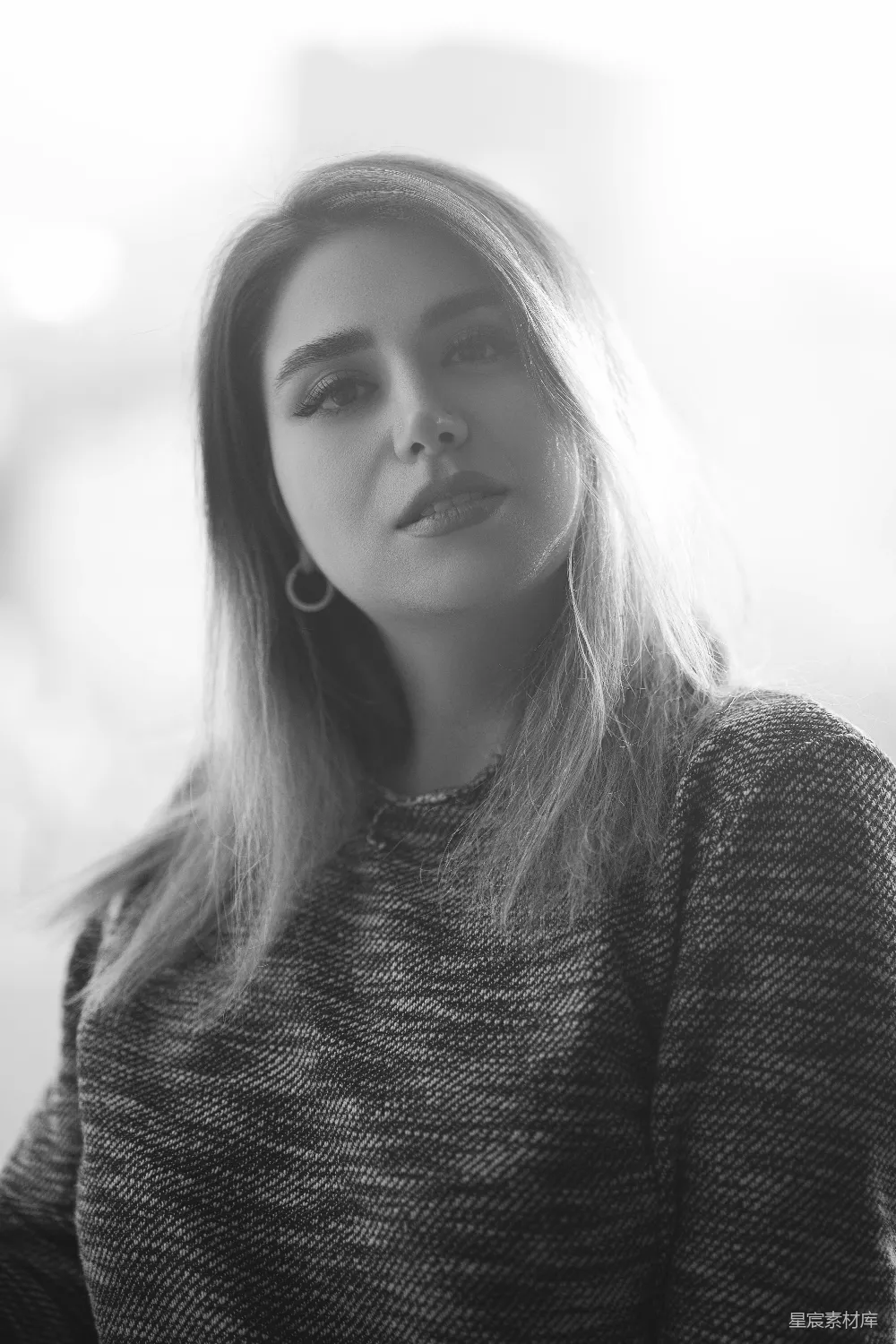 高清摄影 黑白照片上的一个女人