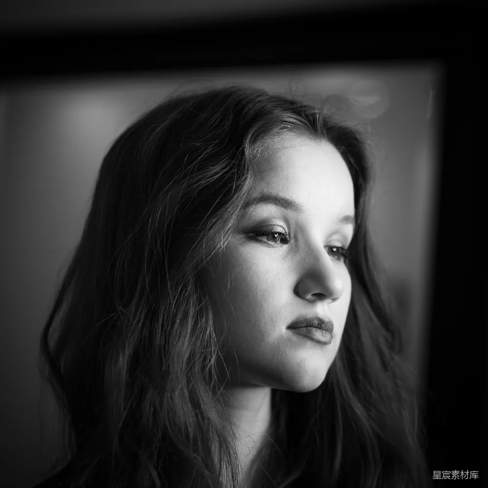高清摄影 黑白摄影的女人侧(profile)脸